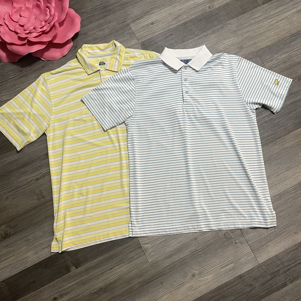 Lot of 2 JACK NICKLAUS & BOLLE GOLF Tech Polo Shirts Sz M Striped Golf Casual